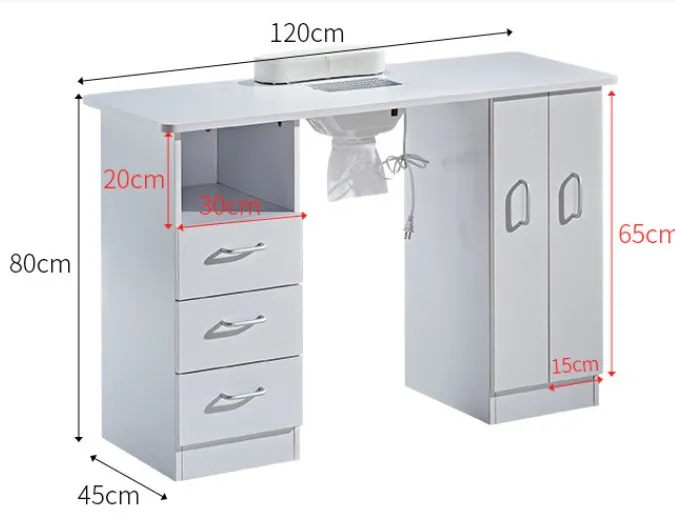 Modern Nail Station Furniture Nail Salon Manicure Table With dust collector fan