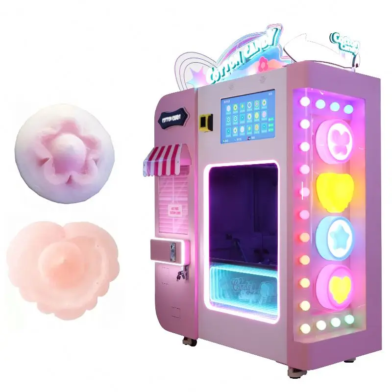 Latest Type Vertical Cotton Candy Vending Machine Pink&Blue Automatic Candy Machine Mall Equipment