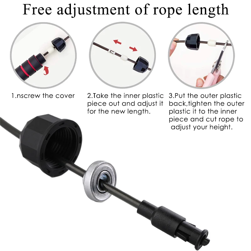 High Quality Black PVC Jump Rope Fitness Workouts Custom Logo Adjustable Speed Steel Wire Foam Handle 5mm Diameter-High Bearing