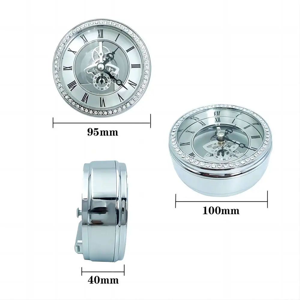 95mm Mechanical Clocks Metal Roman Numerals vintage Antique silver gold skeleton clock insert