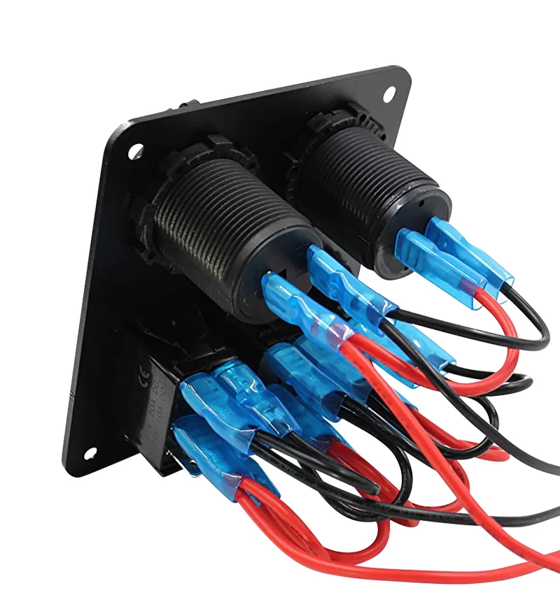 6-way Led Rocker Switch Panel  Rocker Switch Panel 12v USB Charging Socket + 3 Gang Marine Backlight Rocker Switch Panel