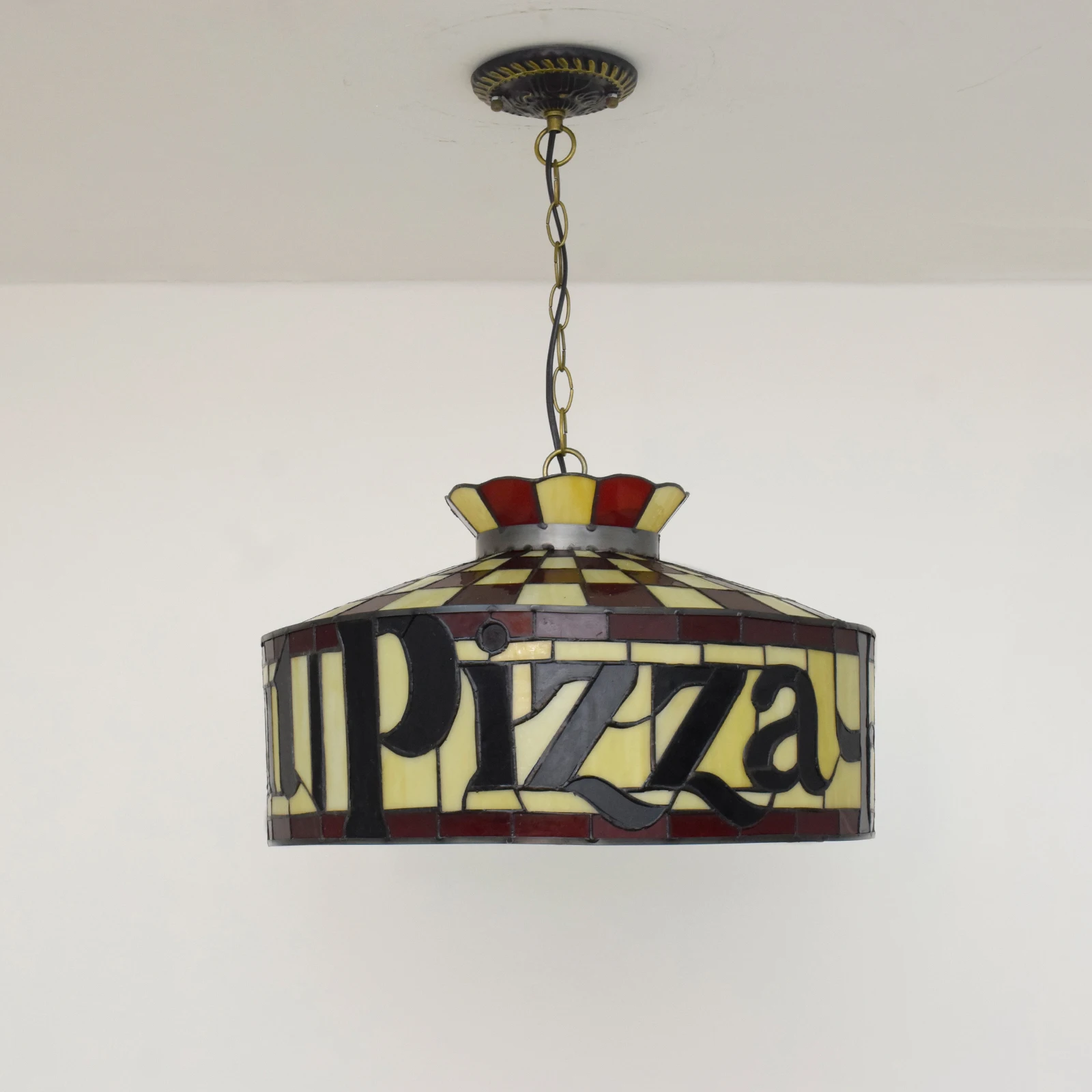 Tiffany Stained Glass 90s memory Pizza chandelier Art decoration retro Hut Chandelier restaurant Pendant Lamps