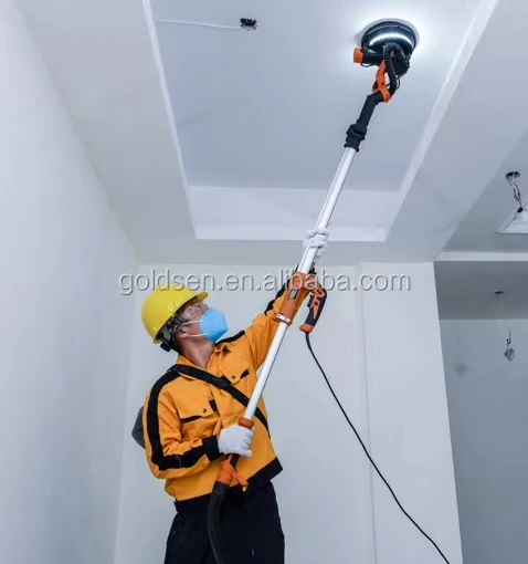 110v 220v 750w 225mm 9 Inch Portable Fold Long Handle Hand Pole Wall Sanding Drywall Sander Machine With Vacuum LED Light