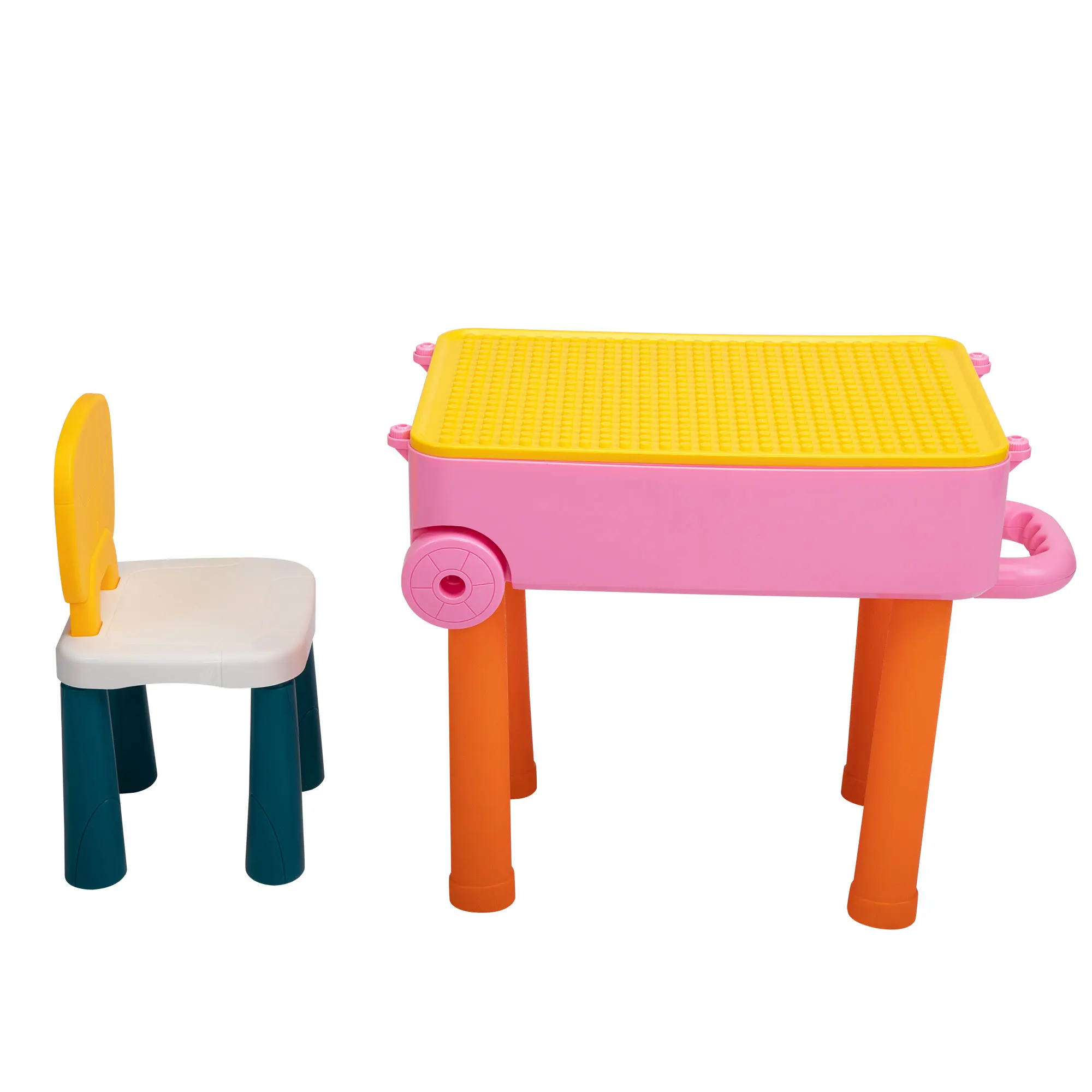 US warehouse Kids Activity Table Set with 1 Chair Compatible Building Block and Drawing Table for Toddlers