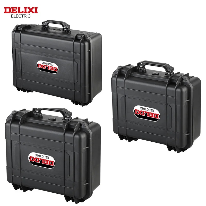 Delixi Electric Hardware Tool Box Plastic Waterproof Tool box Black