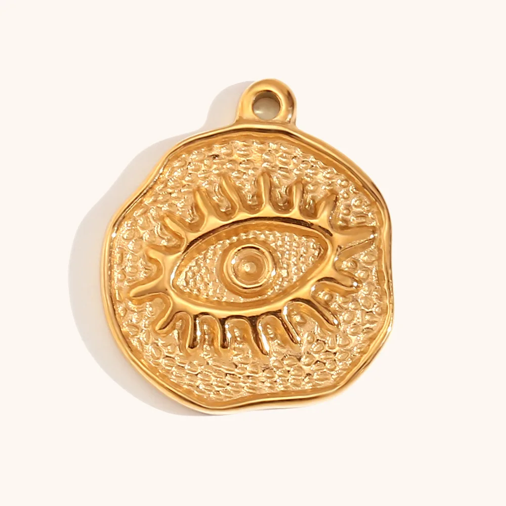 Embossing Devil Eye Pendants Charms Gold Plated Cross Heart Stainless Steel Charms For Jewelry Making