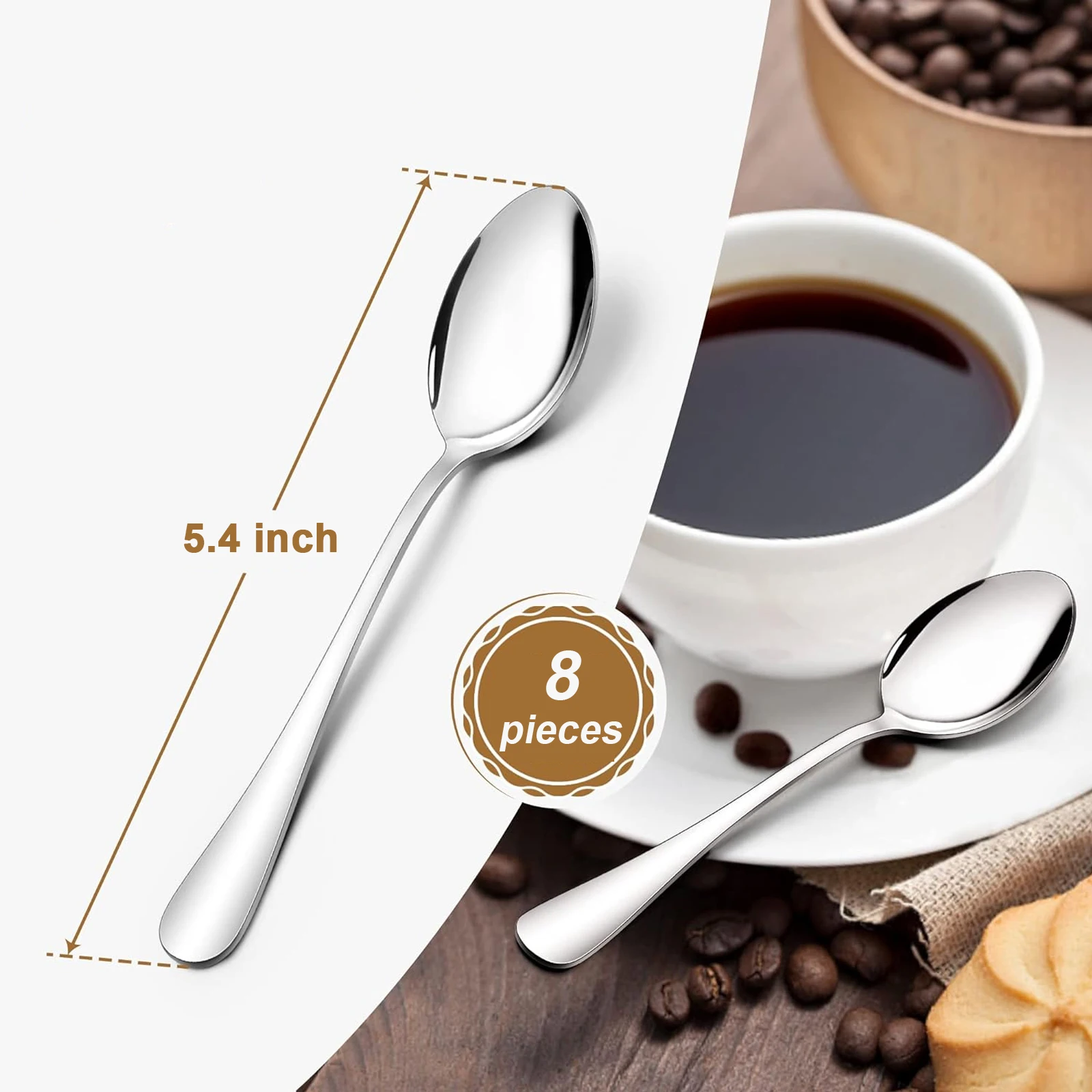 Custom Small Kitchen Silverware Metal Spoon for Caviar Honey Tea Coffee Spoon Set Golden Cutlery Stainless Steel Ice Cream Spoon