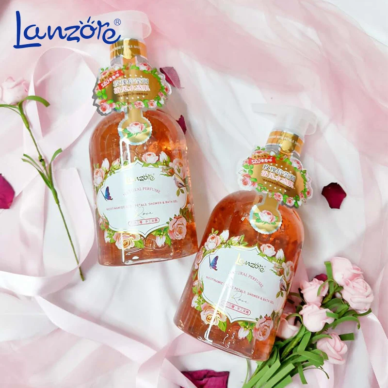 China Guangdong manufacturer jasmine petal liquid soap bady wash exfoliating liquid soap body wash with pump