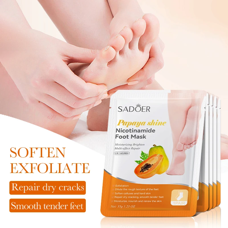 7 вкусов SADOER Papaya Shine Niacinamide персиковый авокадо маска для ног ремонт сухих трещин разглаживание нежных уход за отбеливание мягких