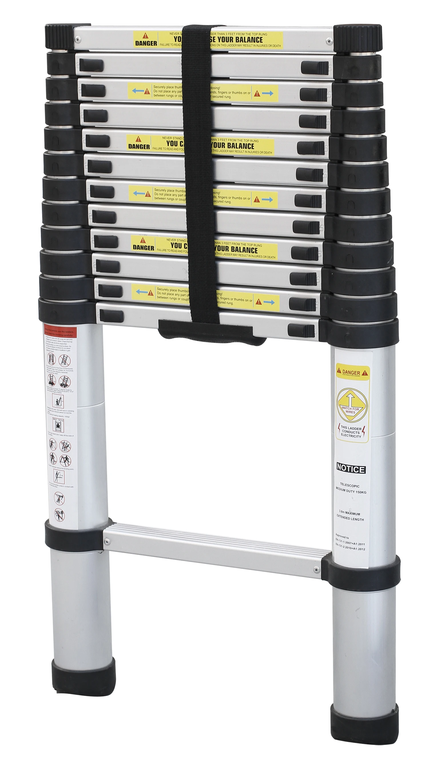 2022 New Type Aluminum Telescoping Step Ladder 3.8 m Standard En