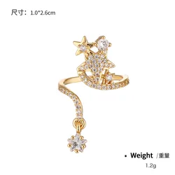 Trendy nail rings finger Crystal Glitter Nail Tips Shiny Crystal Ins Fingertip Exquisite Opening Star Wigs Frog Adjustable Ring