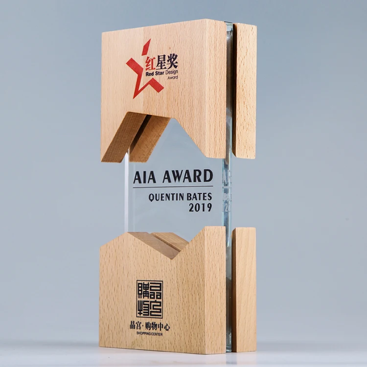 
Custom engraved trophy Crystal wooden Award Plaque 