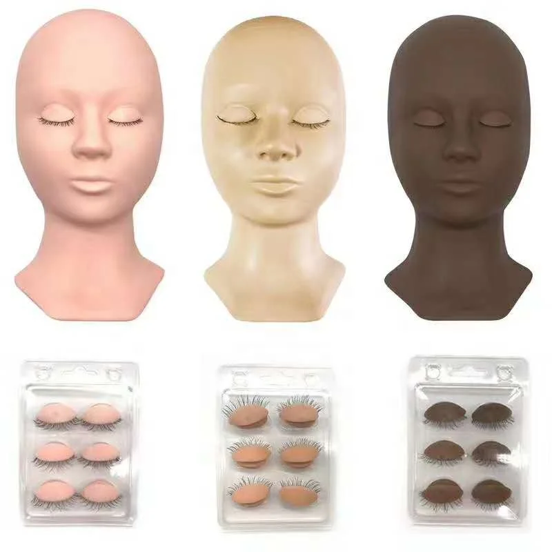 Lavalash Eyelash Extension Massage Mannequin Head of Makeup Practice Eye Facial Dummy Removable Eyelids Training Heads Model
