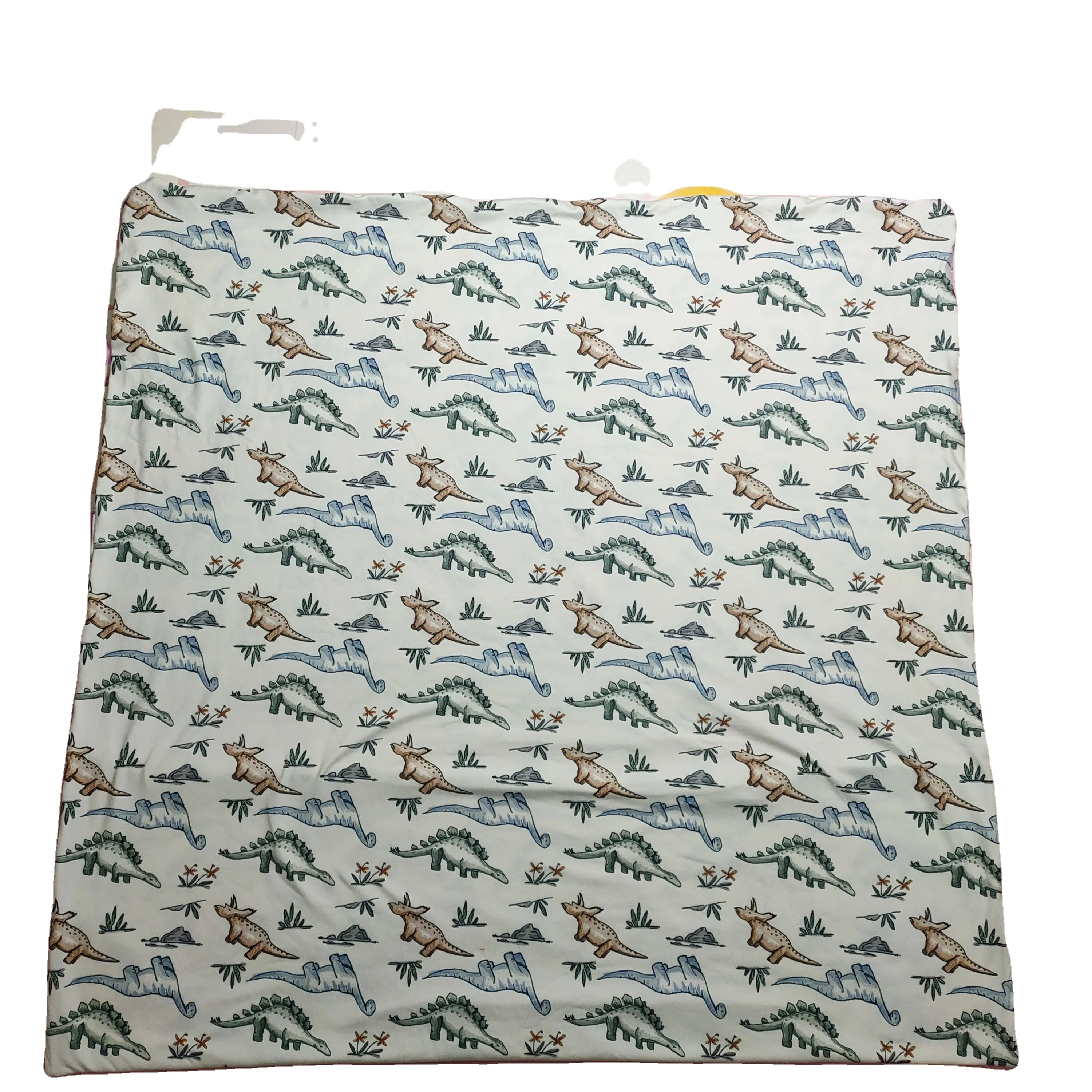 OEM/ODM Customized Wholesale Organic Baby Blanket Kids Children Minky Blanket Child Baby Dinosaur printed lace Blanket