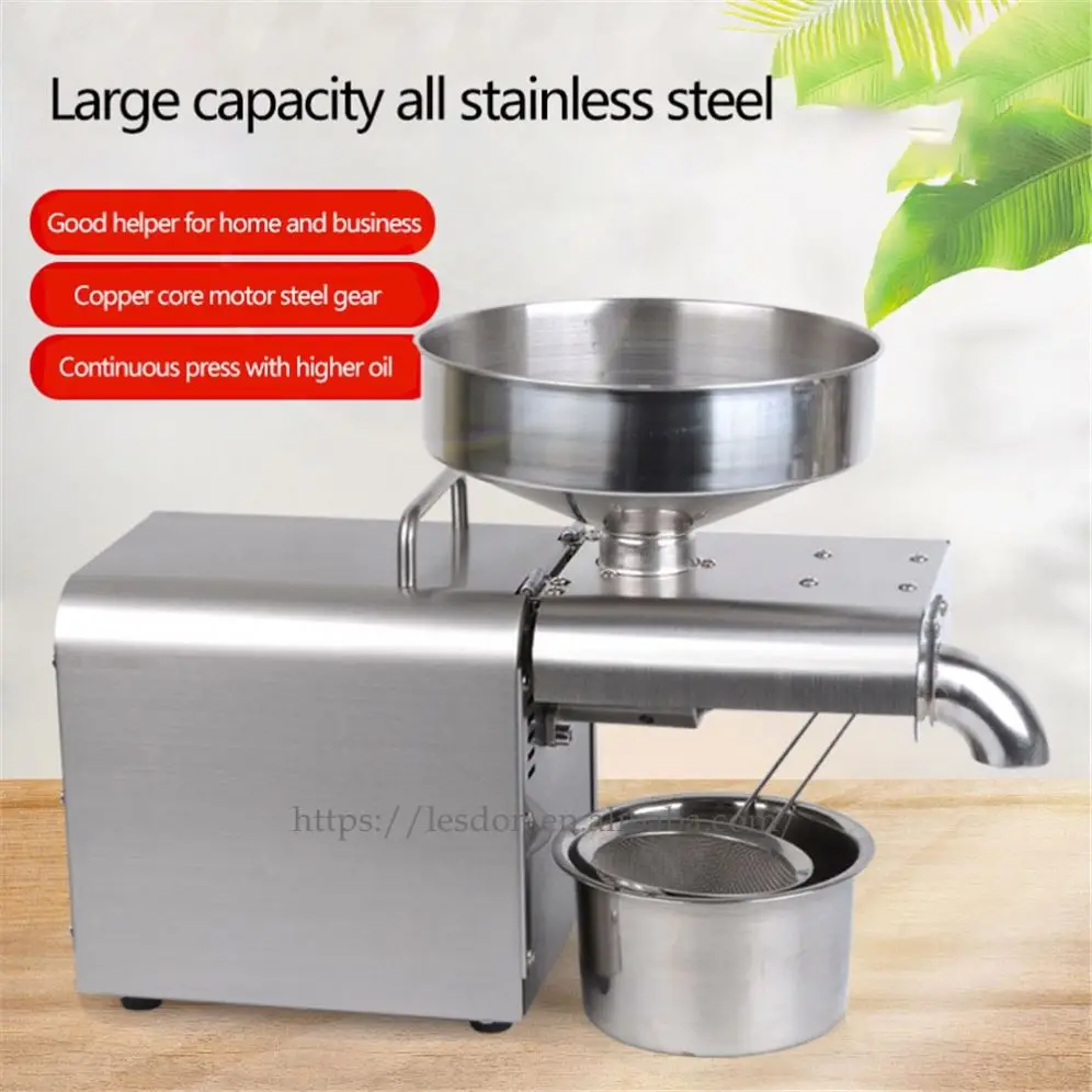 Small Household Oil Press Kitchen Appliance Peanut Oil Edible Oil Processing Equipment Intelligent Stainless Steel Electric
