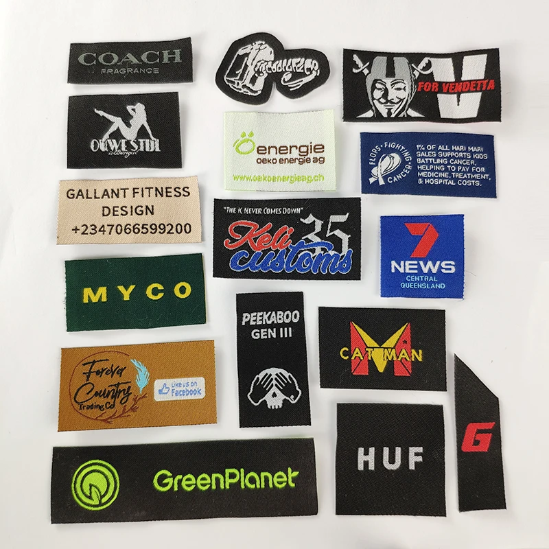 factory Customized private label fashion hats Bags garment label tag Woven Labels for clothes