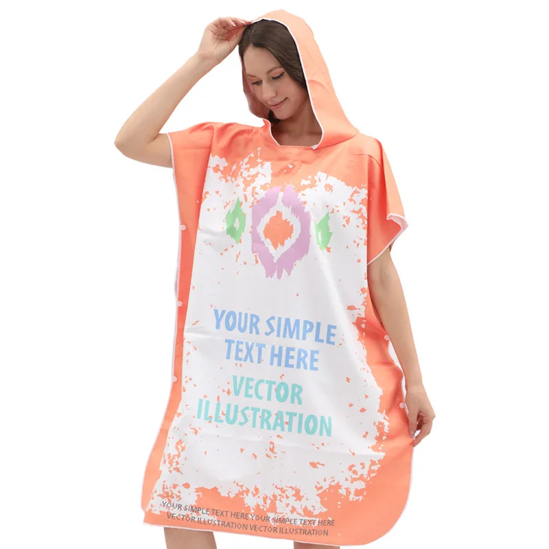 Manufacturer Design Custom Print Sustainable Sublimation Quick Dry Microfiber Poncho Beach Towel UPF 50 100*80cm