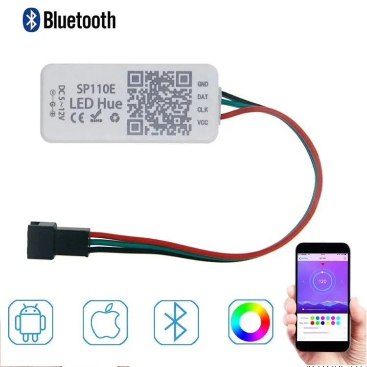 1024 Pixels Magic smart blue tooth led pixel DC5-12V SP110E phone APP controller for 2811 2812 1903 LED Pixel Strip Light