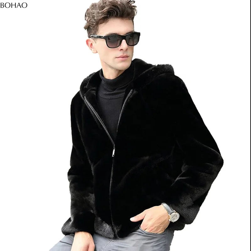 
Hot New Design Jacket Mink Fur Short Hair Men Coat 