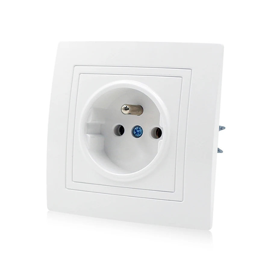Hot sale Eu type wall socket 220V 16A white pc panel copper high quality french socket 10 years warranty