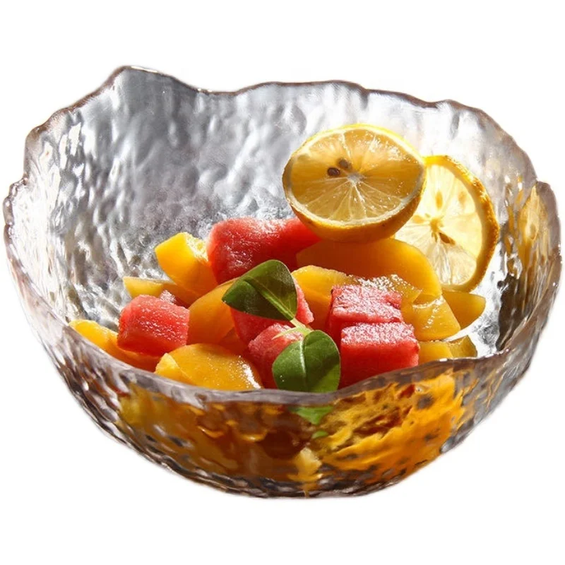
Modern elegant style safe clear glass mixing bowl multi-purpose dessert bowl crystal salad bowl 