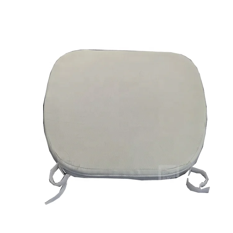 Comfortable Chiavari Tiffany banquet resin iron chair used White PU Leather Seat activity seat pat Cushion