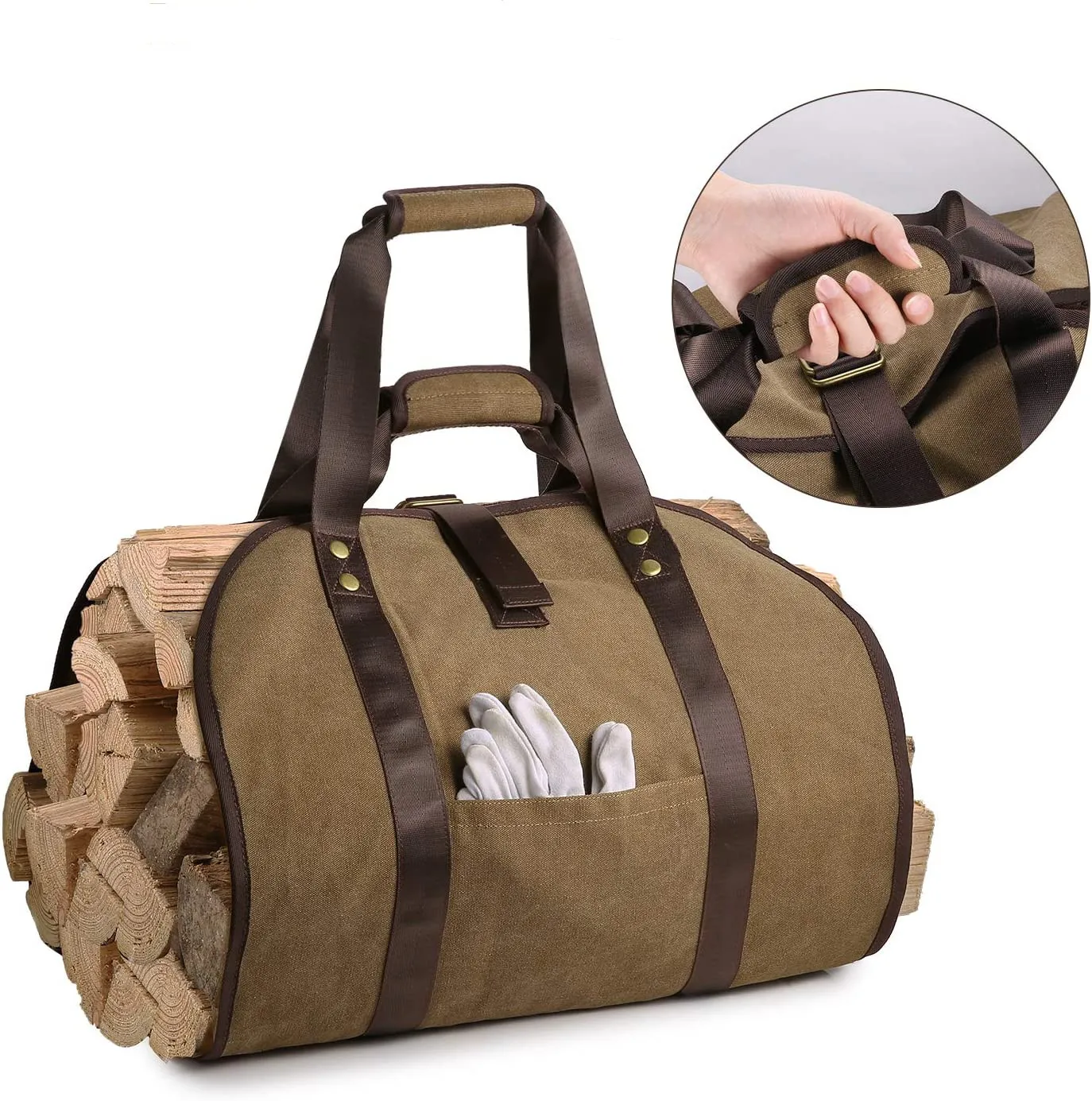 BSCI custom Fireplace 2 Handles Canvas firewood Carrier