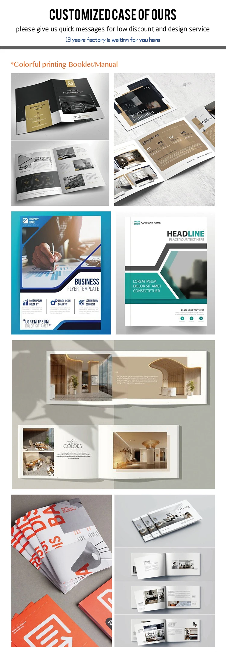 Low MOQ Custom Book booklet Catalog brochure product manual folder flyer printing design