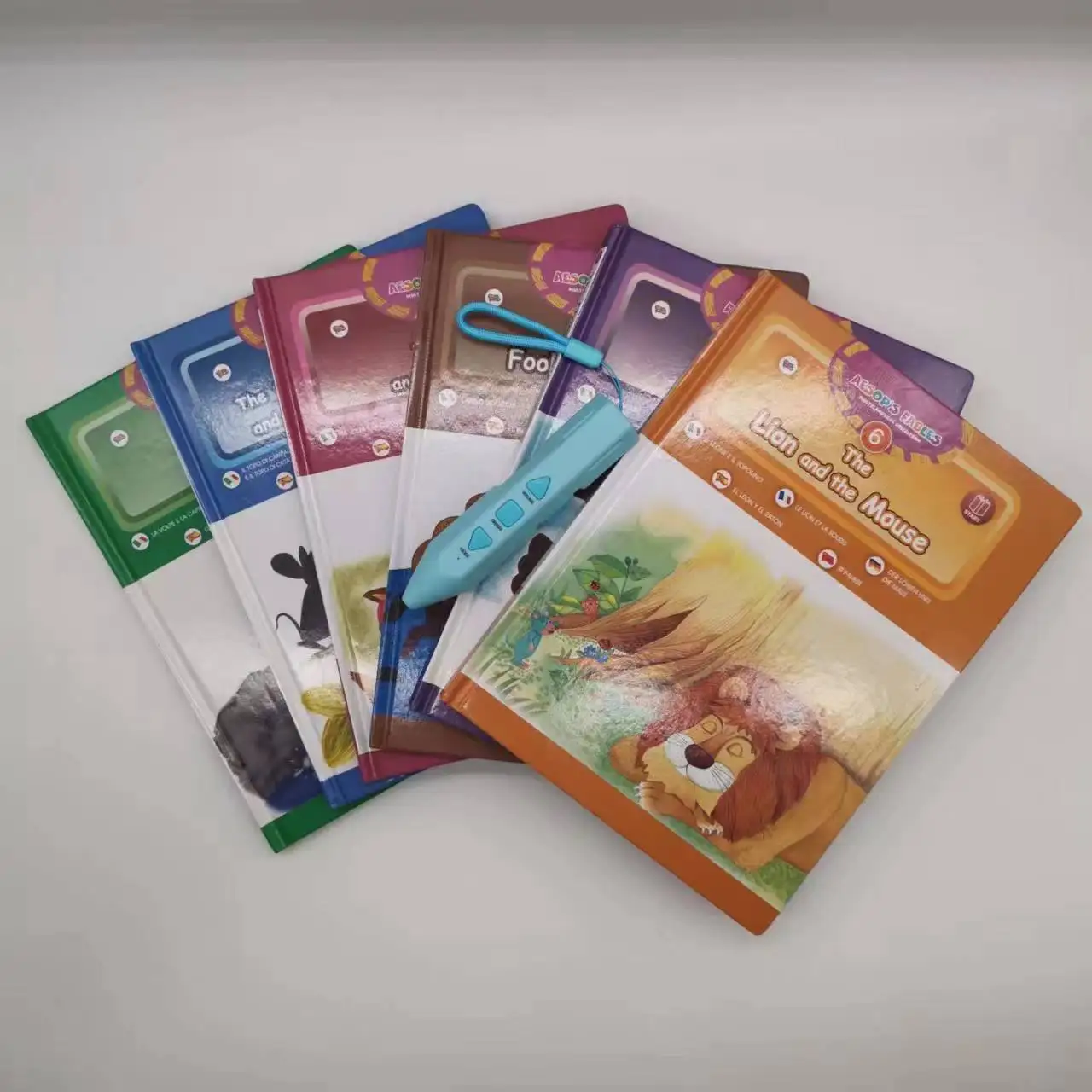 Factory supply early learning English smart pen for kids 6 books as 1 set story telling machine talking books pen