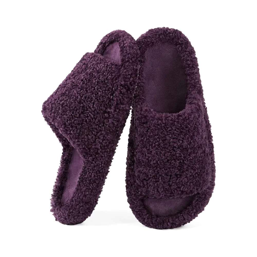Женские тапочки из овечьей шерсти удобные домашние с эффектом памяти для спальни открытым носком