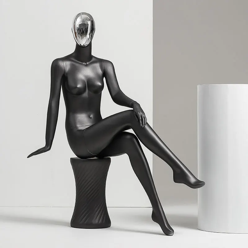 Black Mannequin Female Body Full Fiberglass Mannequin Standing for Display Clothes
