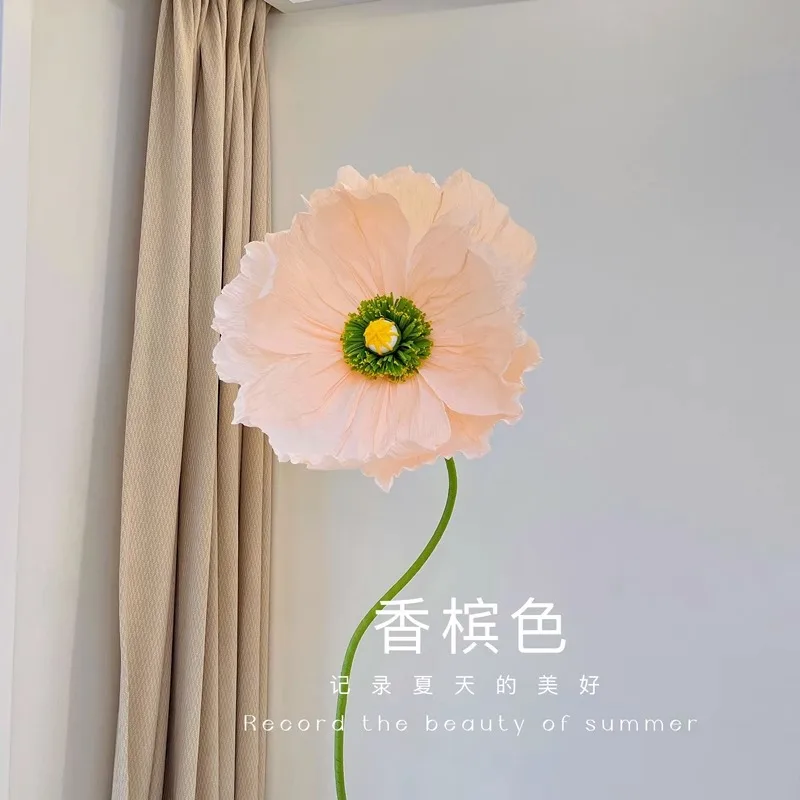 Wedding supply home shopping mall window display photography props crepe paper poppy hand made giant flowers
