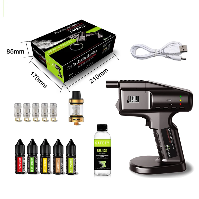 Kitchen Food Smoker Machine USB Charging Powered Cocktail Wine Cold Drinking Smoke Bubble Gun