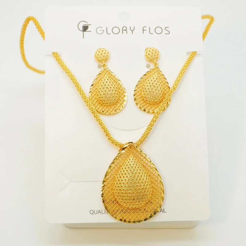 Manufacturers Dubai Gold Plated Jewelry Set Wedding Accessories Butterfly Pendant Bridal 22K gold Kundan Necklace Set For Women