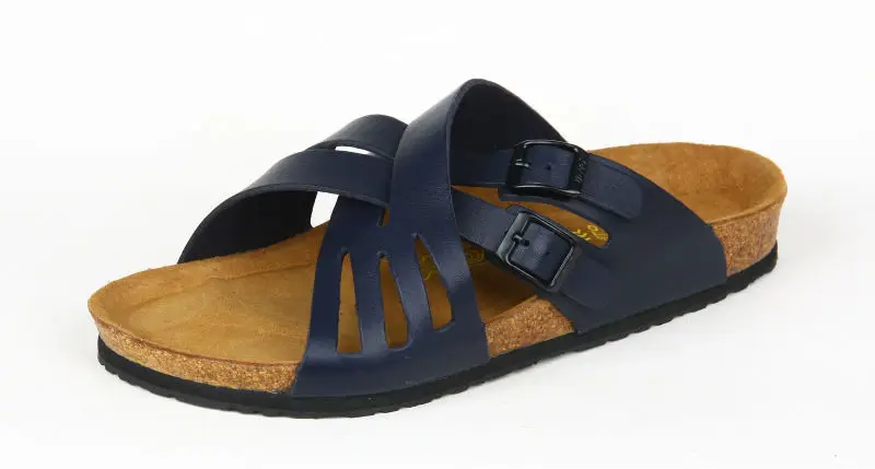 Ergonomic Unisex Cork Sandals Slippers Men Leather Flat Slide Summer Sandals For Women