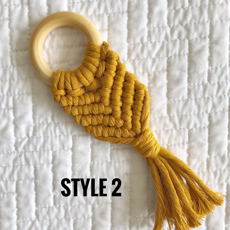 Прорезыватель для зубов «макраме», деревянные игрушки для детей, естественные Прорезыватели для зубов в стиле бохо, подарок для будущей матери