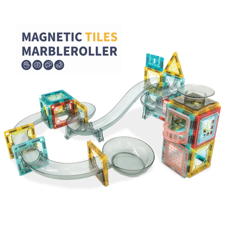 DIY Assemble Magnetic Marble Run Track Set Plastic Ball Runs Game Toy Magnetic Tile Blocks Magnetic Building Blocks Toy