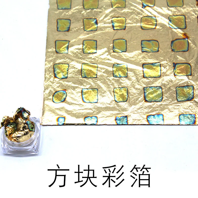 High Quality 50 sheets/booklet 14X14cm variegated leaf colorful gilding coral color foil