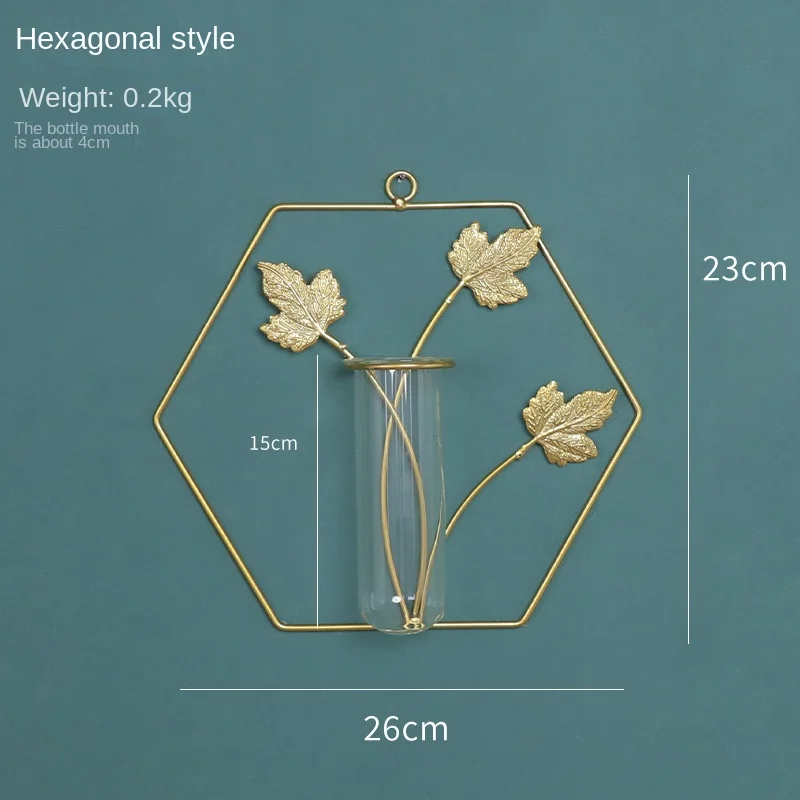 Wholesale Suppliers Home Nordic Luxury Hydroponic Container Arrangement Glass Vase Metal Art Wall Pendant Room Decor Aesthetic