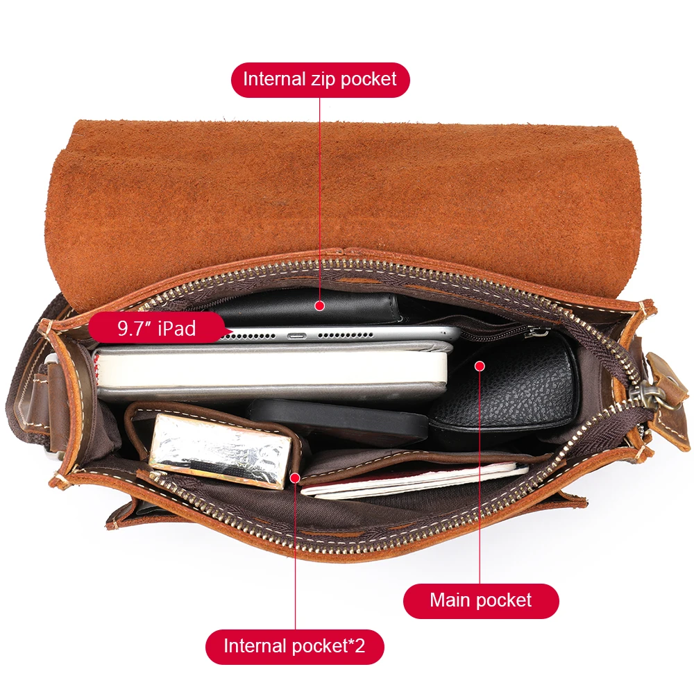 Сумка-мессенджер Мужская винтажная, ранец на плечо из натуральной воловьей кожи, Повседневный слинг через плечо