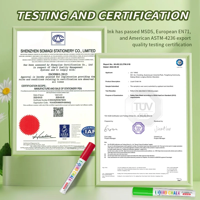 Round Toe Tip Liquid Chalk Pen 8 color Reversible Nib Liquid Chalk Marker For Paper Glass Ceramic