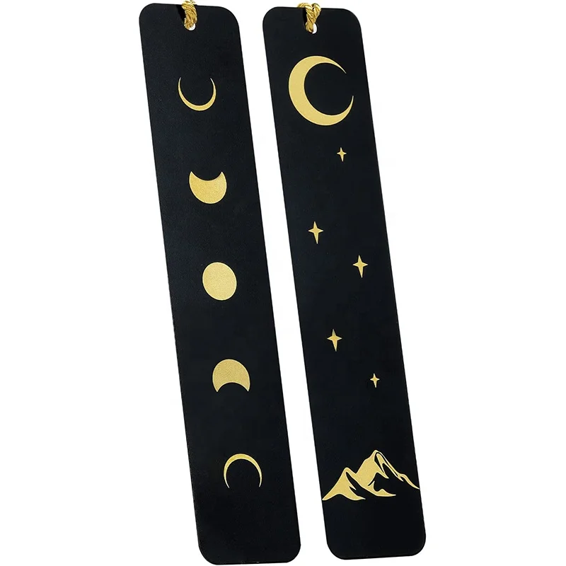 Wholesale Luxury Custom Personal Design Diy Moon Star Black And Gold Blank Metal Stainless Steel Bookmark For Gift