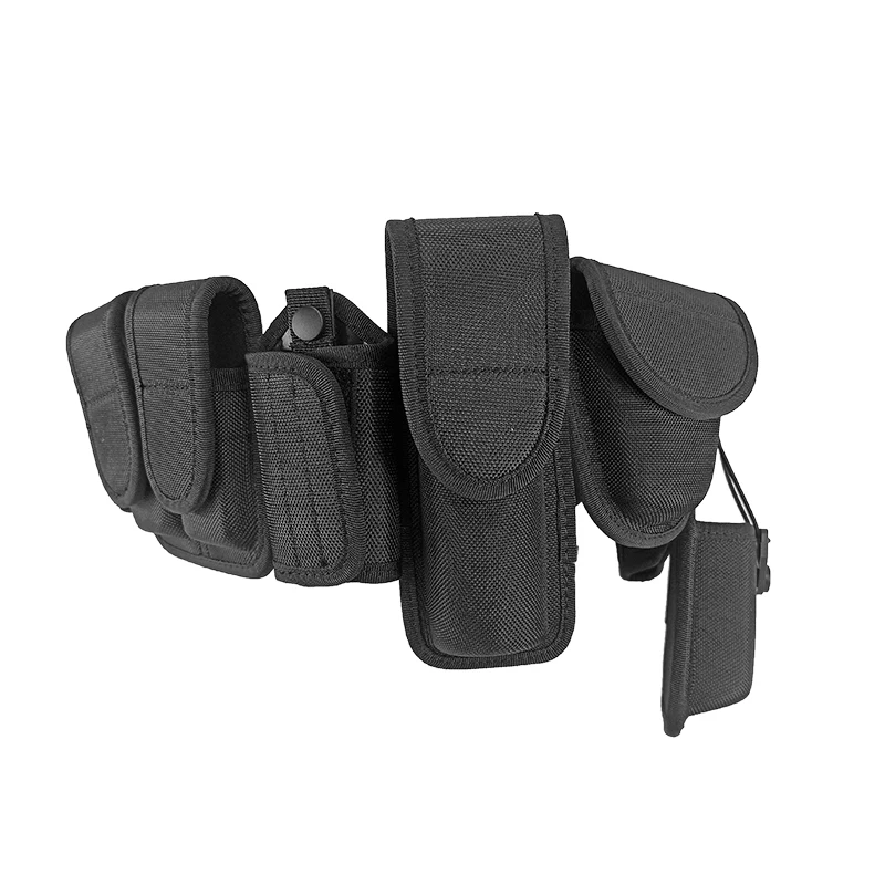 10 in 1 Nylon Men Tactical Security Comfort Belt with Tool Pouches Molded Utility Duty Belt