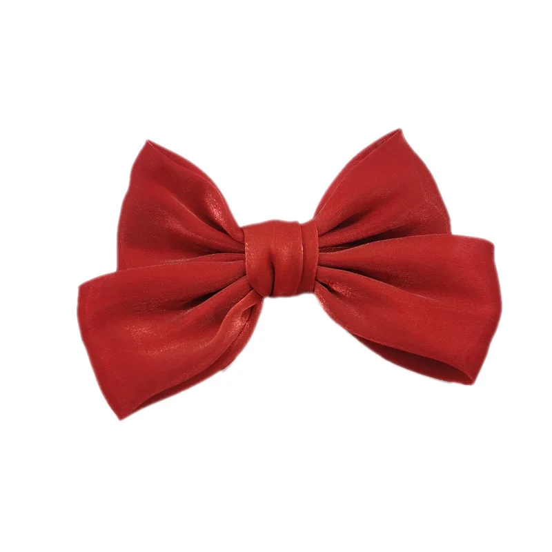 Big Bow Hair Barrettes Satin Solid Hair Bow Handmade Ribbon Bowknot Hair Clips for Women
