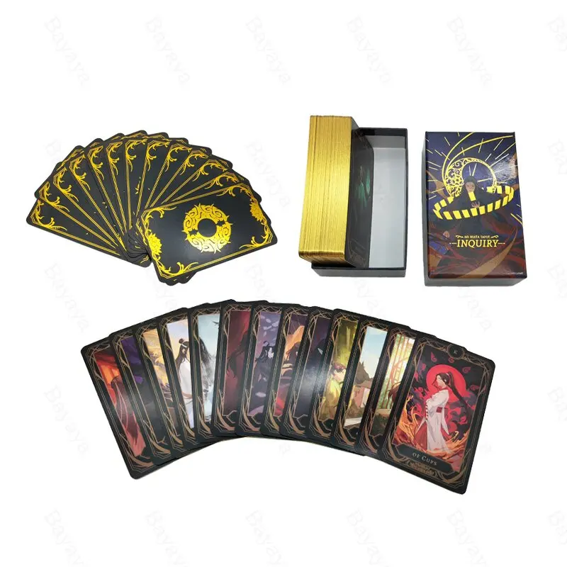 custom holographic and gold edges tarot cards printing gold foil tarot card deck wholesale