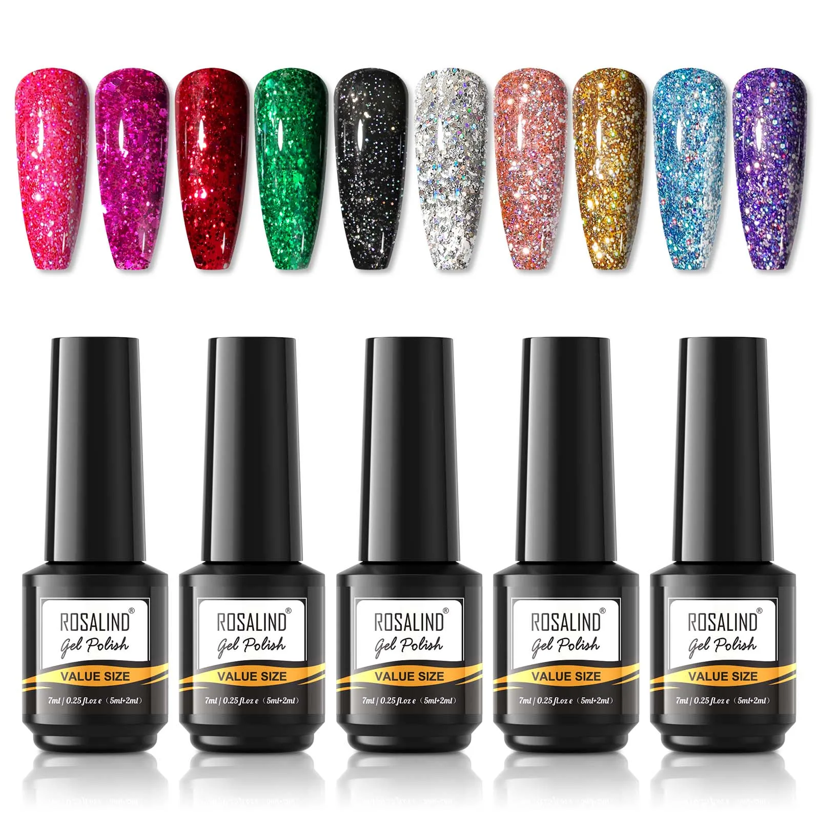 ROSALIND box set oem fast delivery glitter luminous reflective disco gel soak off uv nail gel polish collection set for manicure