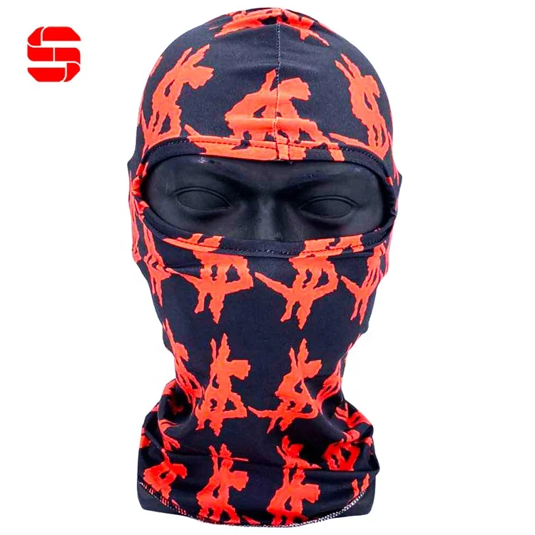Custom Logo Sublimation Printing Elastic Full Face Ski Mask Balaclavas Wholesale Helmet Spandex Black Camo Motorcycle Balaclava