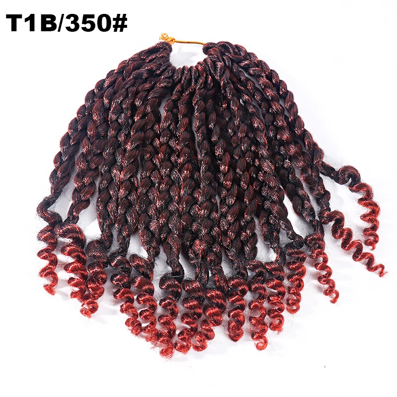 Wholesale colorful 10inch crotchet braids short box braids crochet hair with curly end premium fiber braiding hair vendors