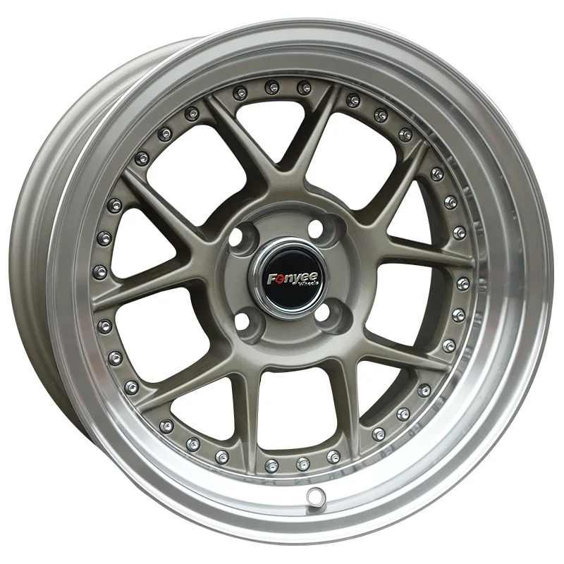 F80157 15 inch 8.0j ET15 4X100 73.1 Bronze machine edge good quality alloy wheels modified new design models for auto car rims