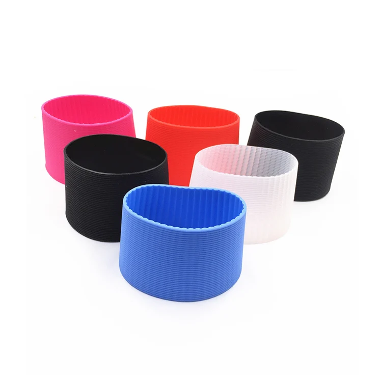 colorful food grade non toxic durable reusable silicone rubber coffee cup sleeve glass water bottle silicone sleeve